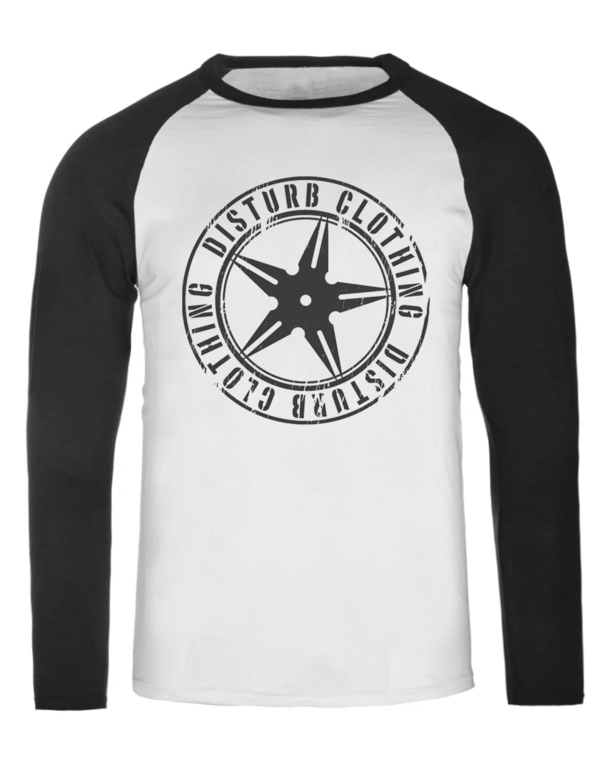 Disturb Clothing Throwing Star raglan pitkähihainen - Valkoinen/Musta 5XL