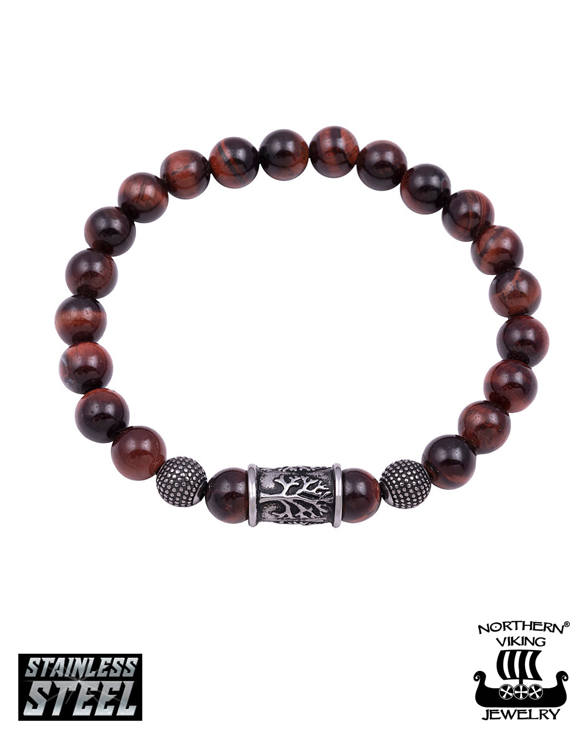 Northern Viking Jewelry Tiger Eye Tree Of Life rannekoru - Ruskea Default Title