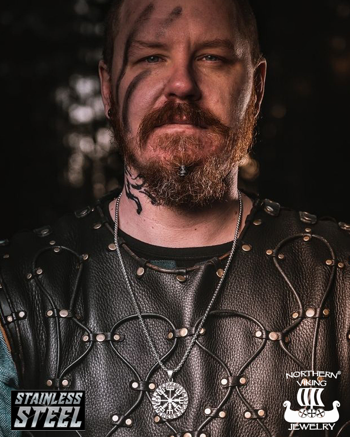 Northern Viking Jewelry Riimu Viikinkikompassi kaulakoru - Teräs