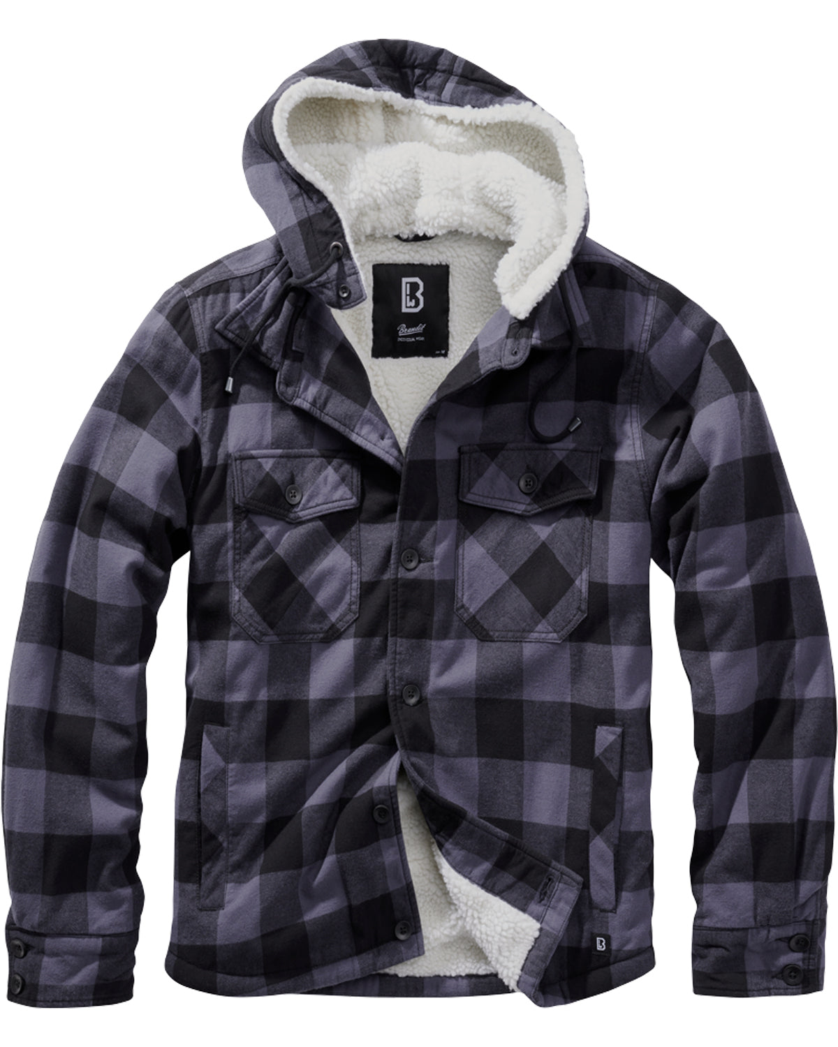 Brandit Hupullinen flanellitakki - Musta/Harmaa