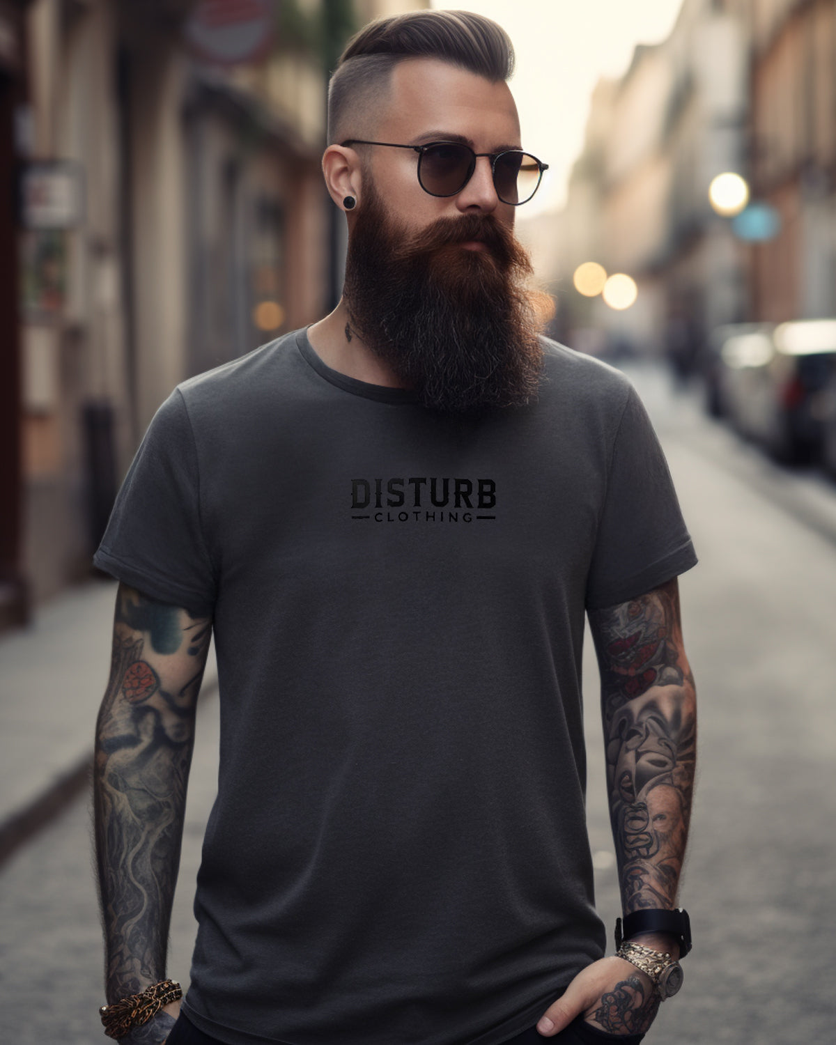 Disturb Clothing Disturb Chest t-paita #Väri_Tummanharmaa