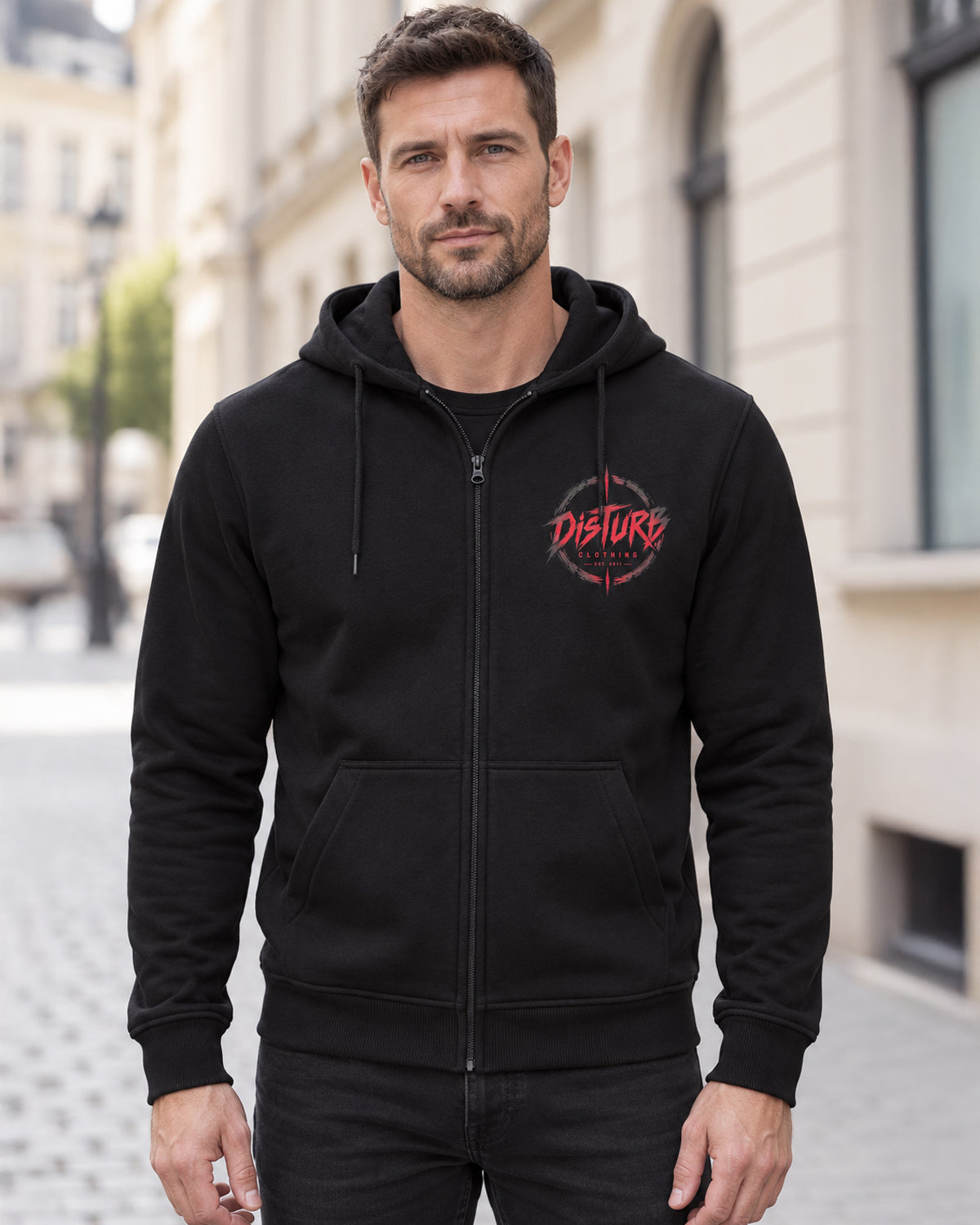 Disturb Circle ziphoodie - Svart