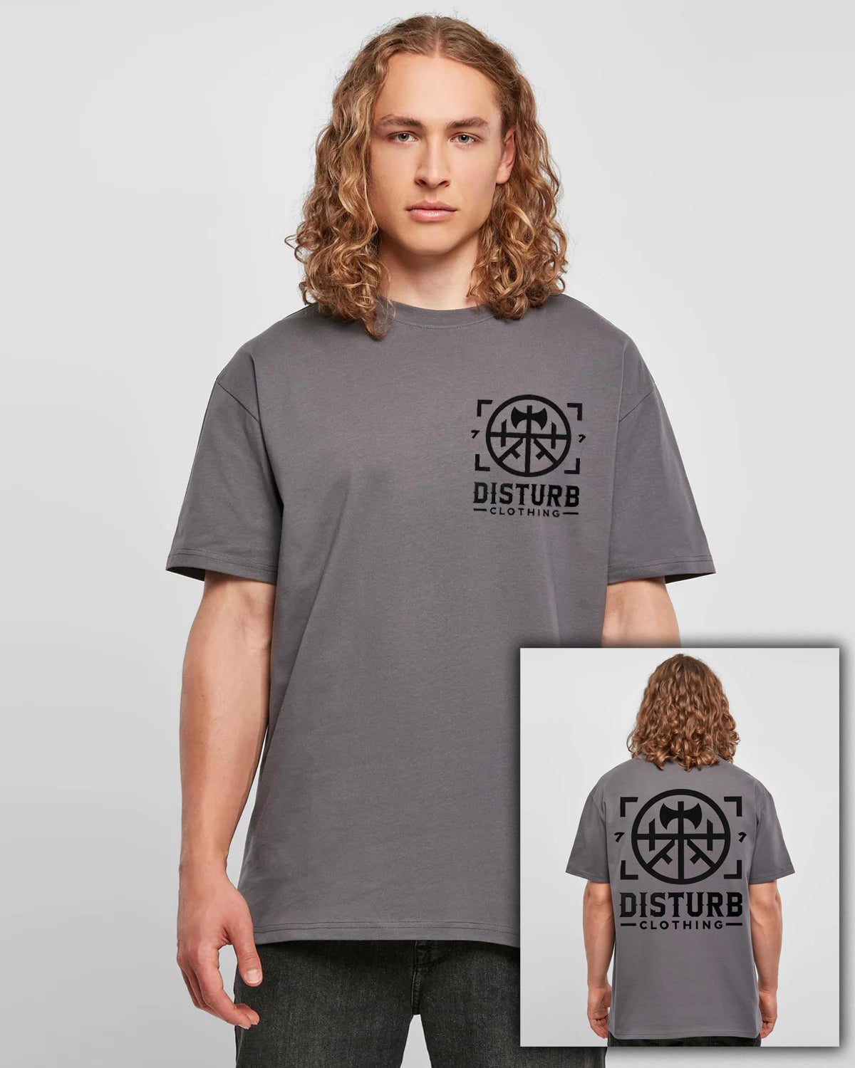 Disturb Clothing Disturb Axe Oversize t-paita #Väri_Tummanharmaa