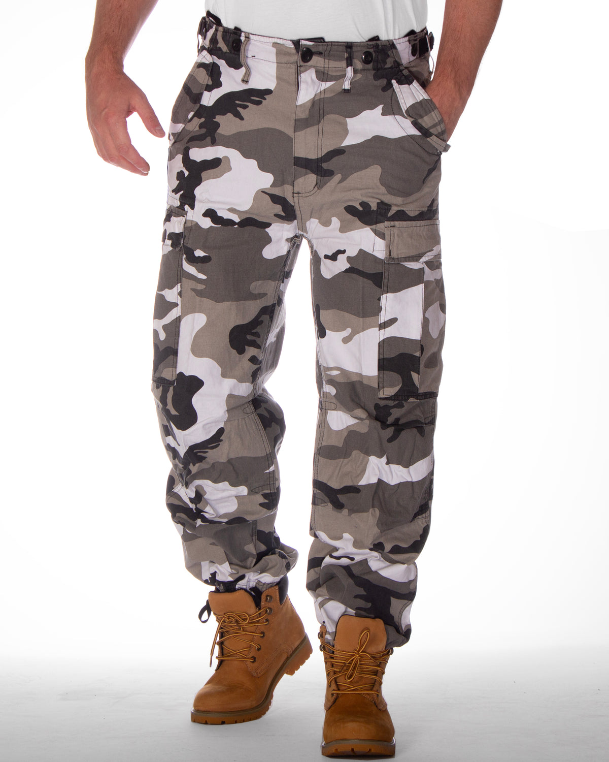 Brandit M-65 Vintage reisitaskuhousut - Valkoinen camo