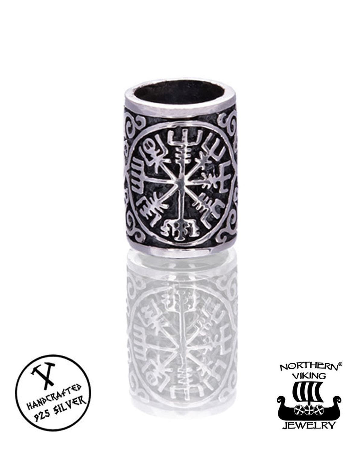 Northern Viking Jewelry Silver Vegvisir partakoru - Hopea