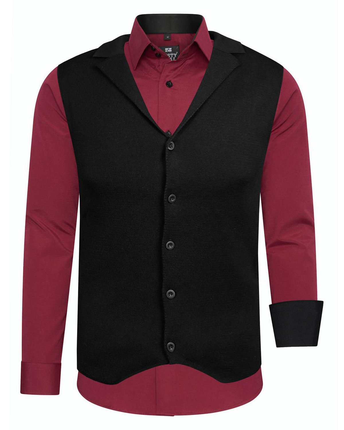 Rusty Neal Beales kauluspaita + Aaron liivi - Burgundi 6XL