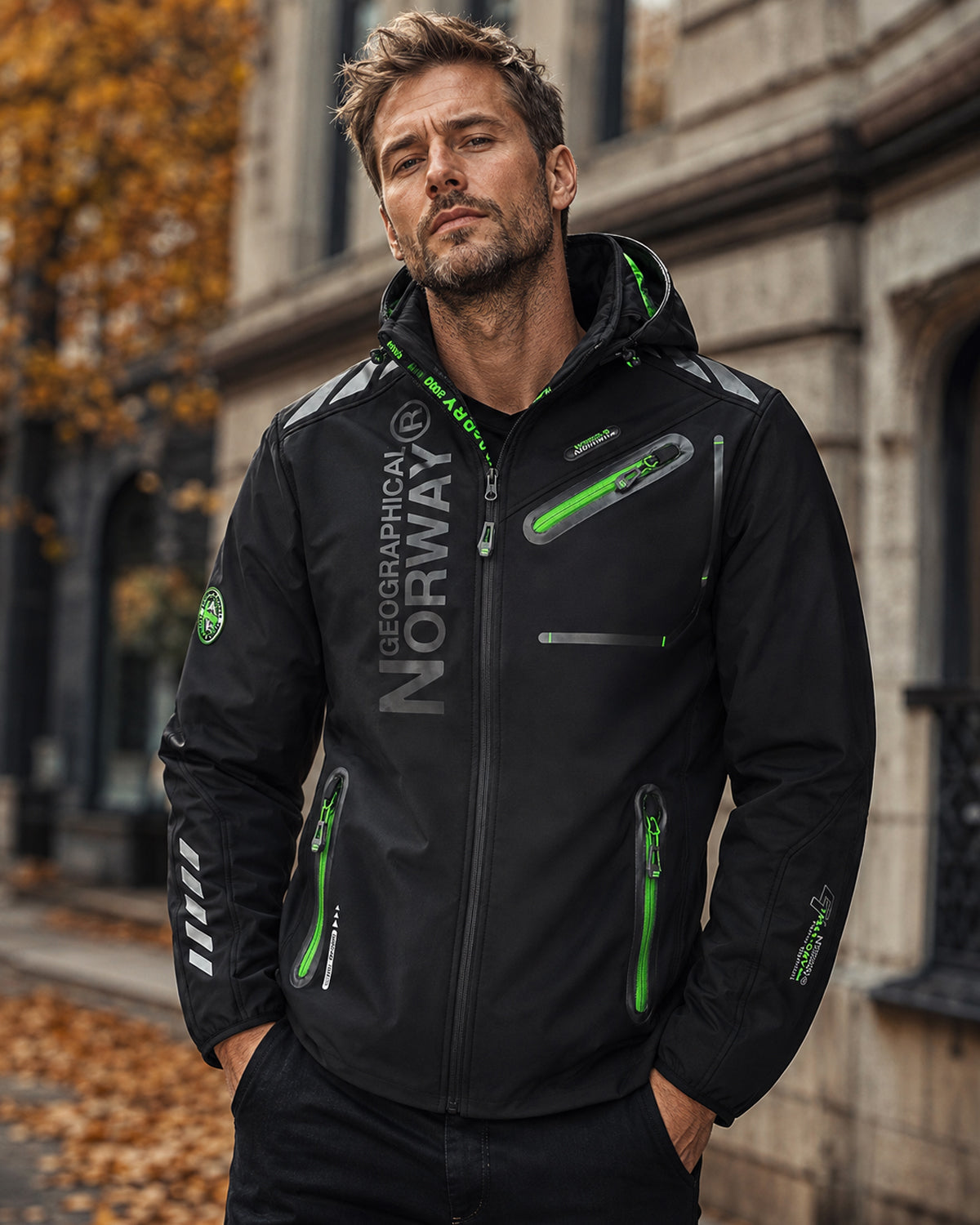 Geographical Norway Royaute softshell-takki - Musta/Vihreä