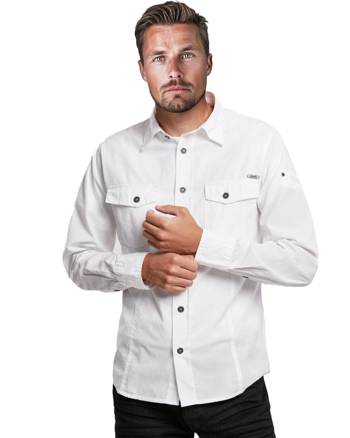Brandit Slim worker kauluspaita - Valkoinen