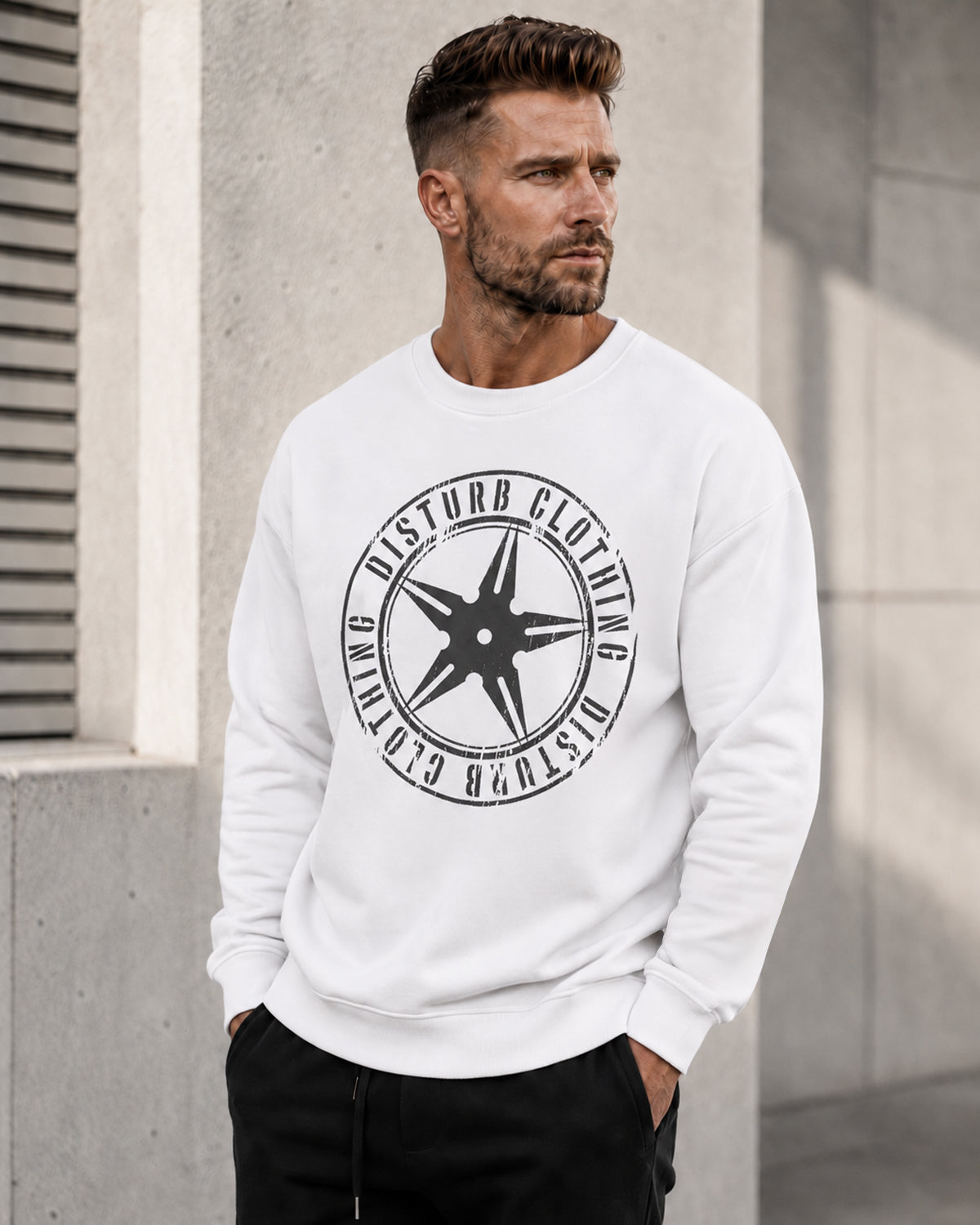 Disturb Clothing Throwing star collegepaita - Valkoinen