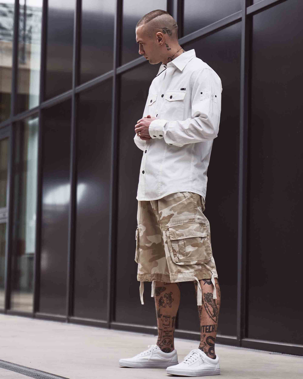 Brandit Slim worker kauluspaita - Valkoinen
