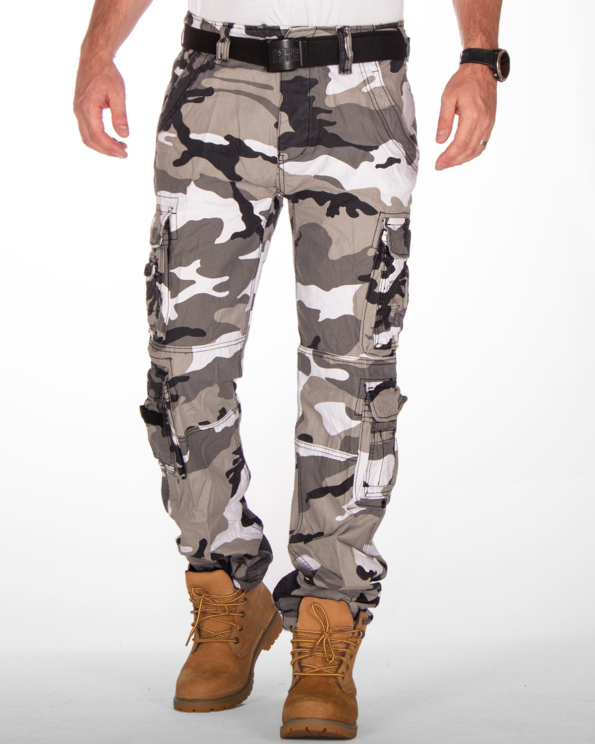 Brandit Pure slim reisitaskuhousut - Valkoinen camo
