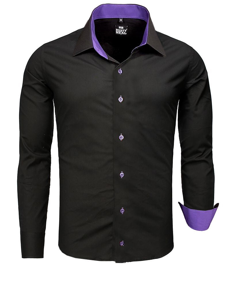 Rusty Neal Beales kauluspaita - Musta/Violetti 6XL