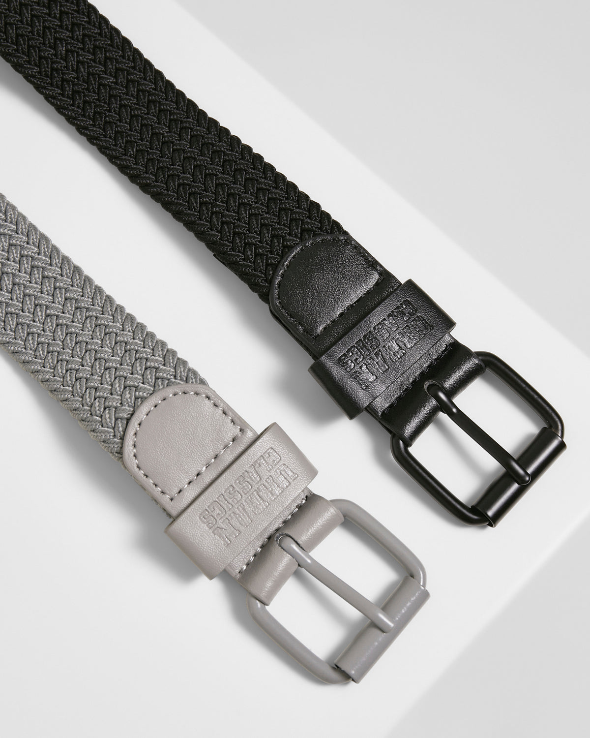 Urban Classics Joustava vyö 2-pack - Musta/Harmaa