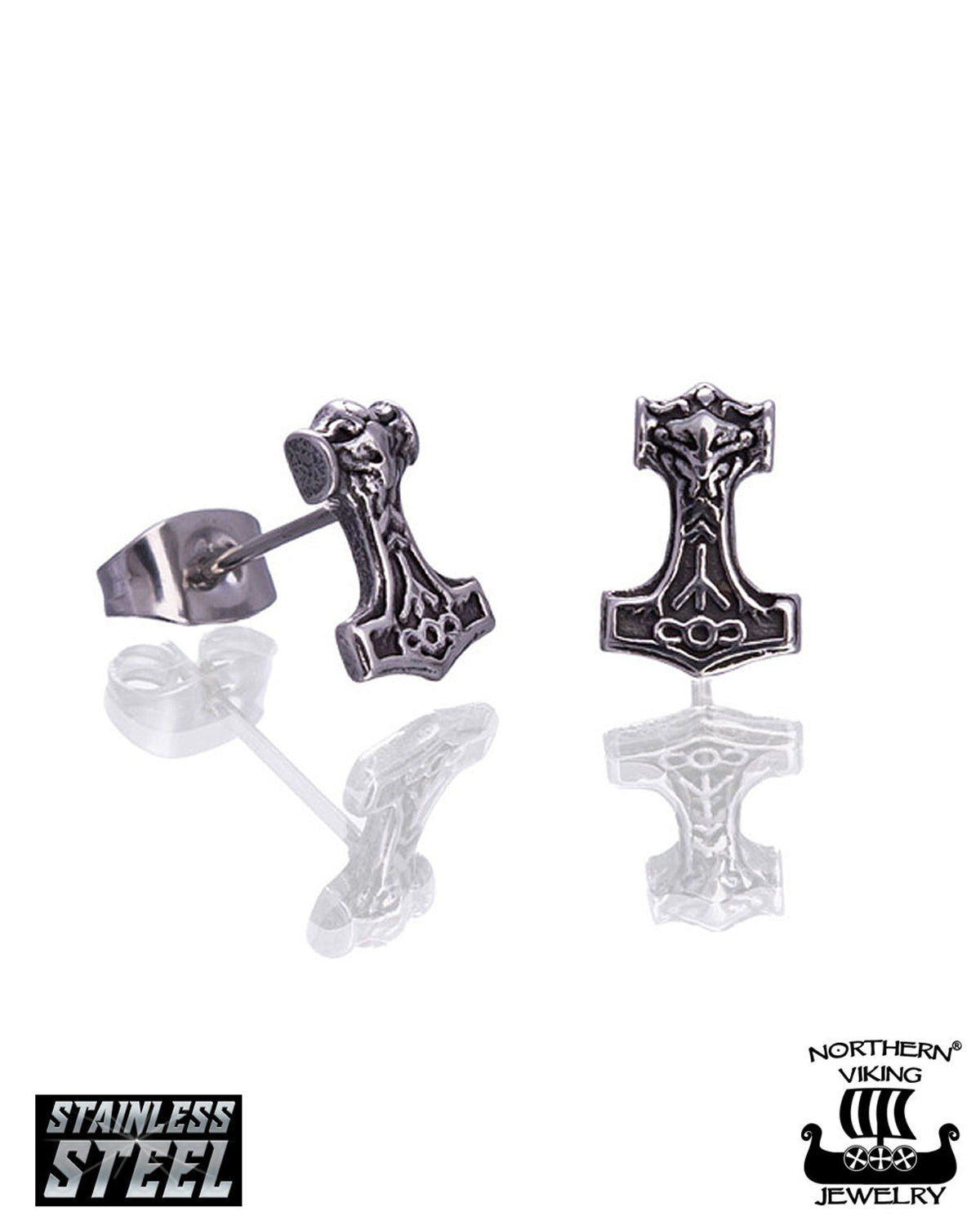 Northern Viking Jewelry Thor's Hammer korvakorut - Teräs