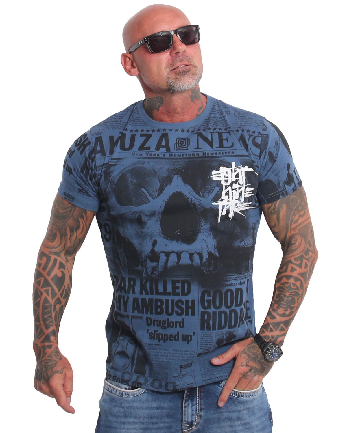 Yakuza Ink Newsflash t-paita - Sininen