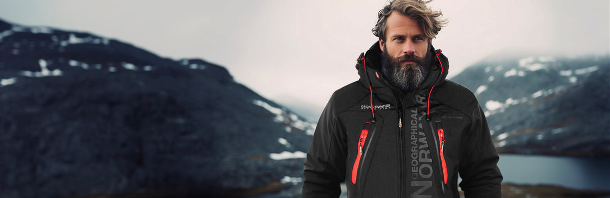 Miesten musta Geographical Norway softshelltakki