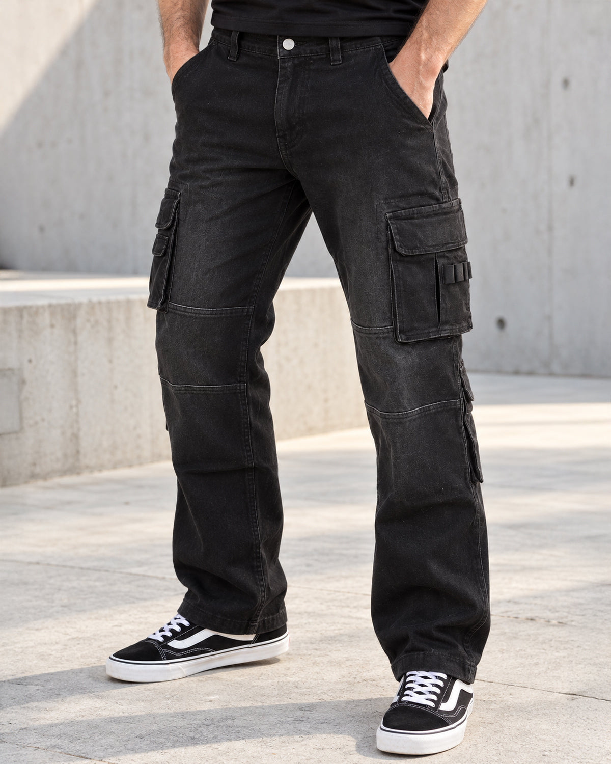 Denim cargo jeans - Black