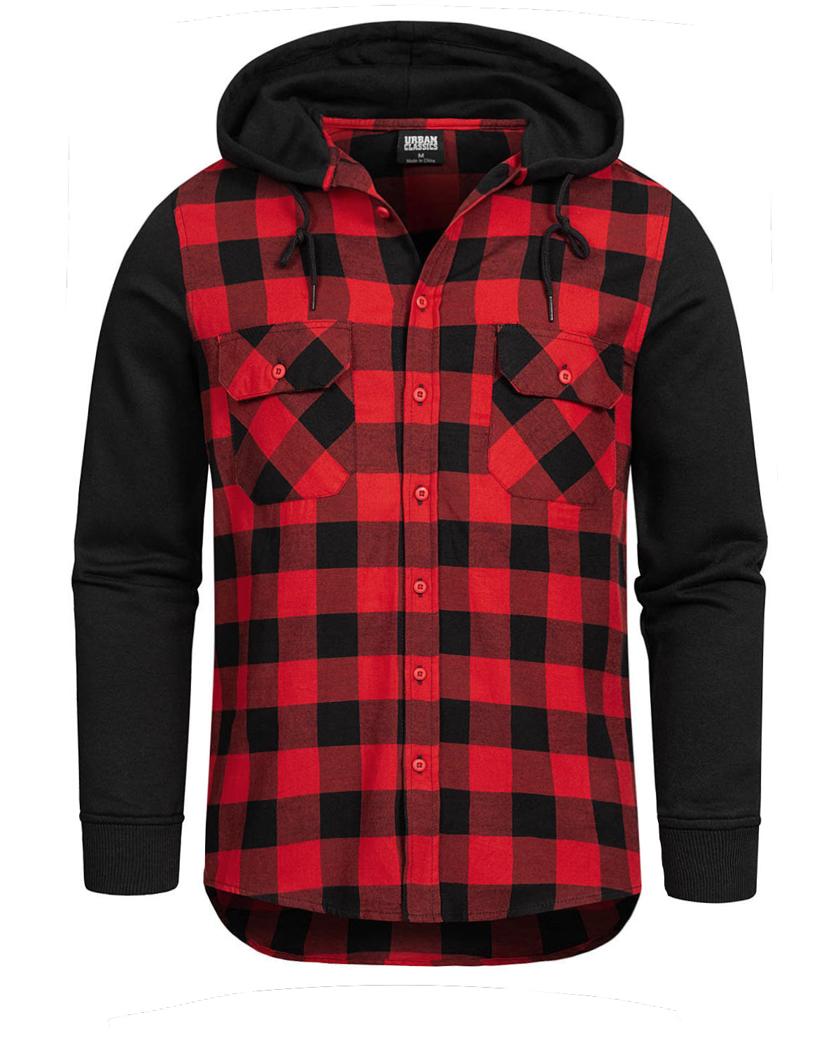 Urban Classics Mountain flanellihuppari - Musta/Punainen 2XL