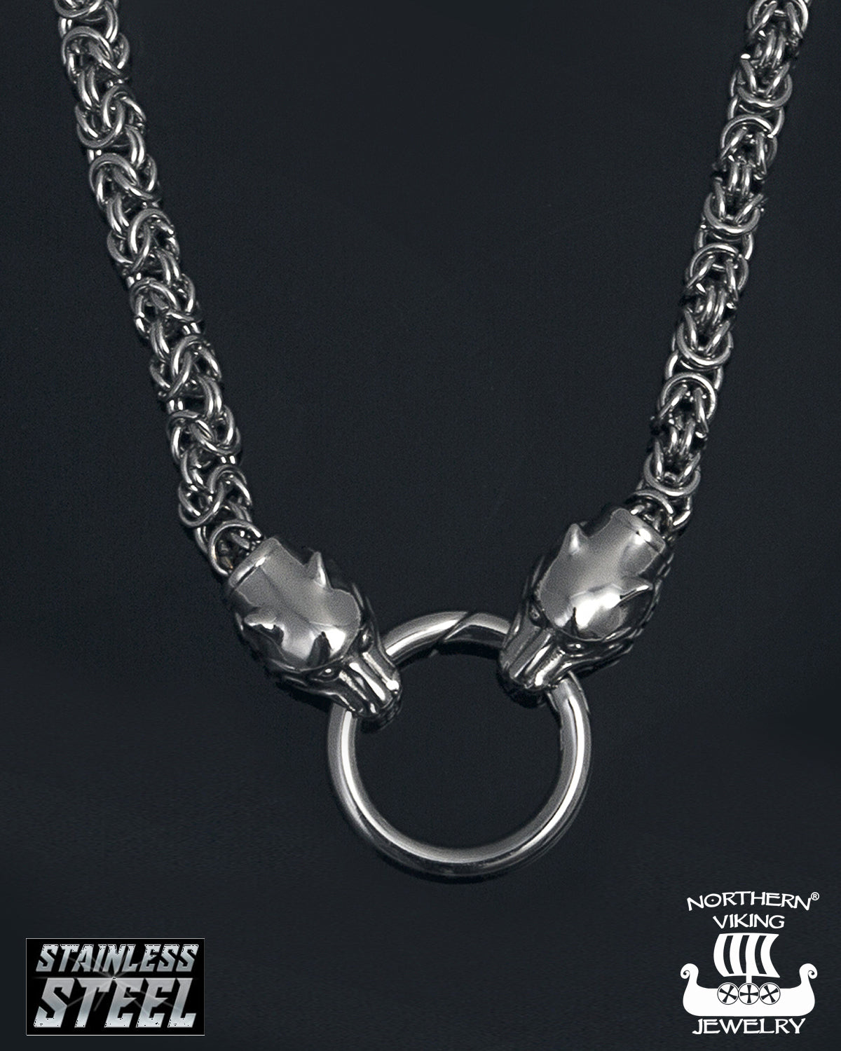 Northern Viking Jewelry Kuningasketju Sudenpäillä kaulakoru - Teräs Default Title