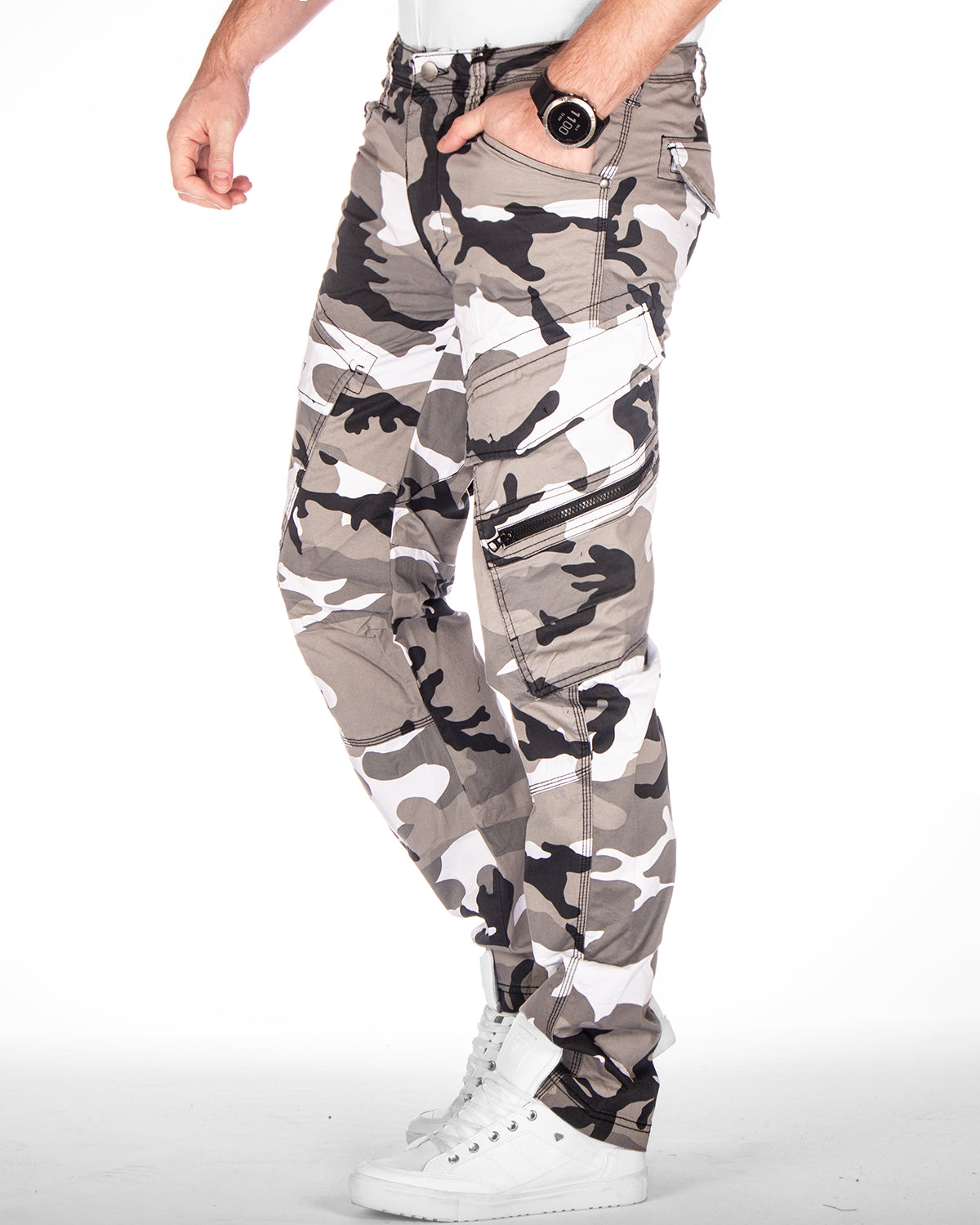Brandit Adven reisitaskuhousut - Valkoinen Camo