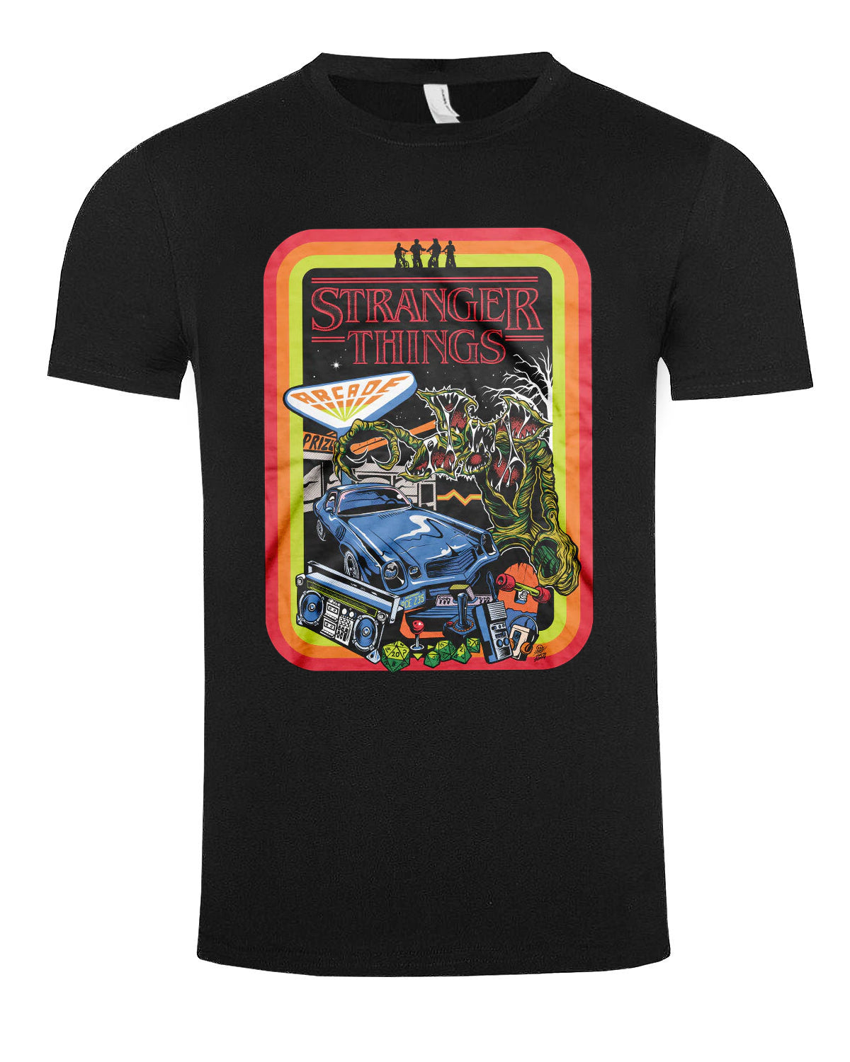 Print Shirt Stranger things retro t-paita - Musta 2XL