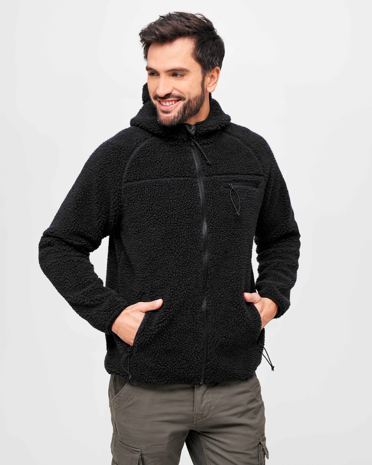 Brandit Teddyfleece Worker takki - Musta