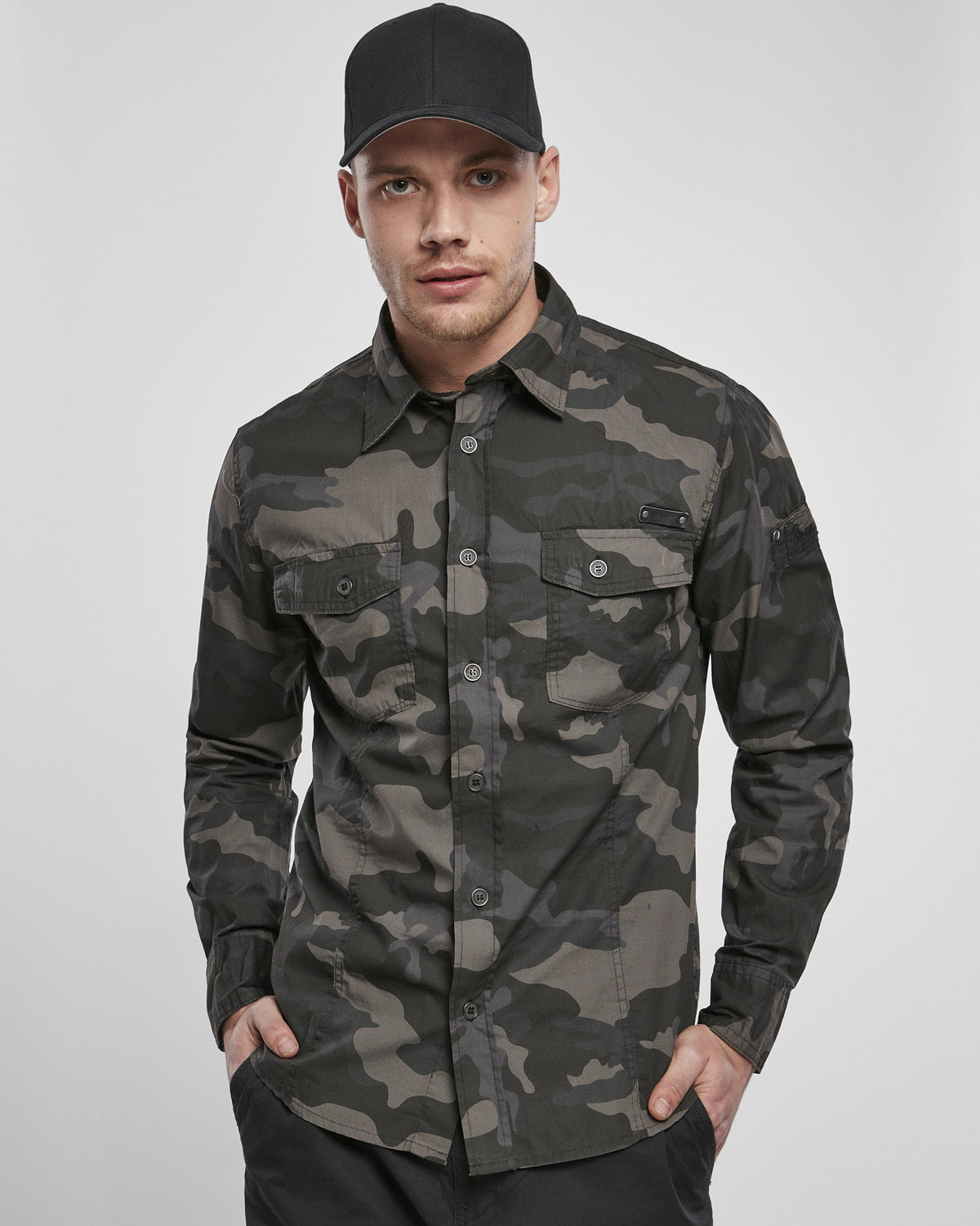 Brandit Slim worker kauluspaita - Tumma camo