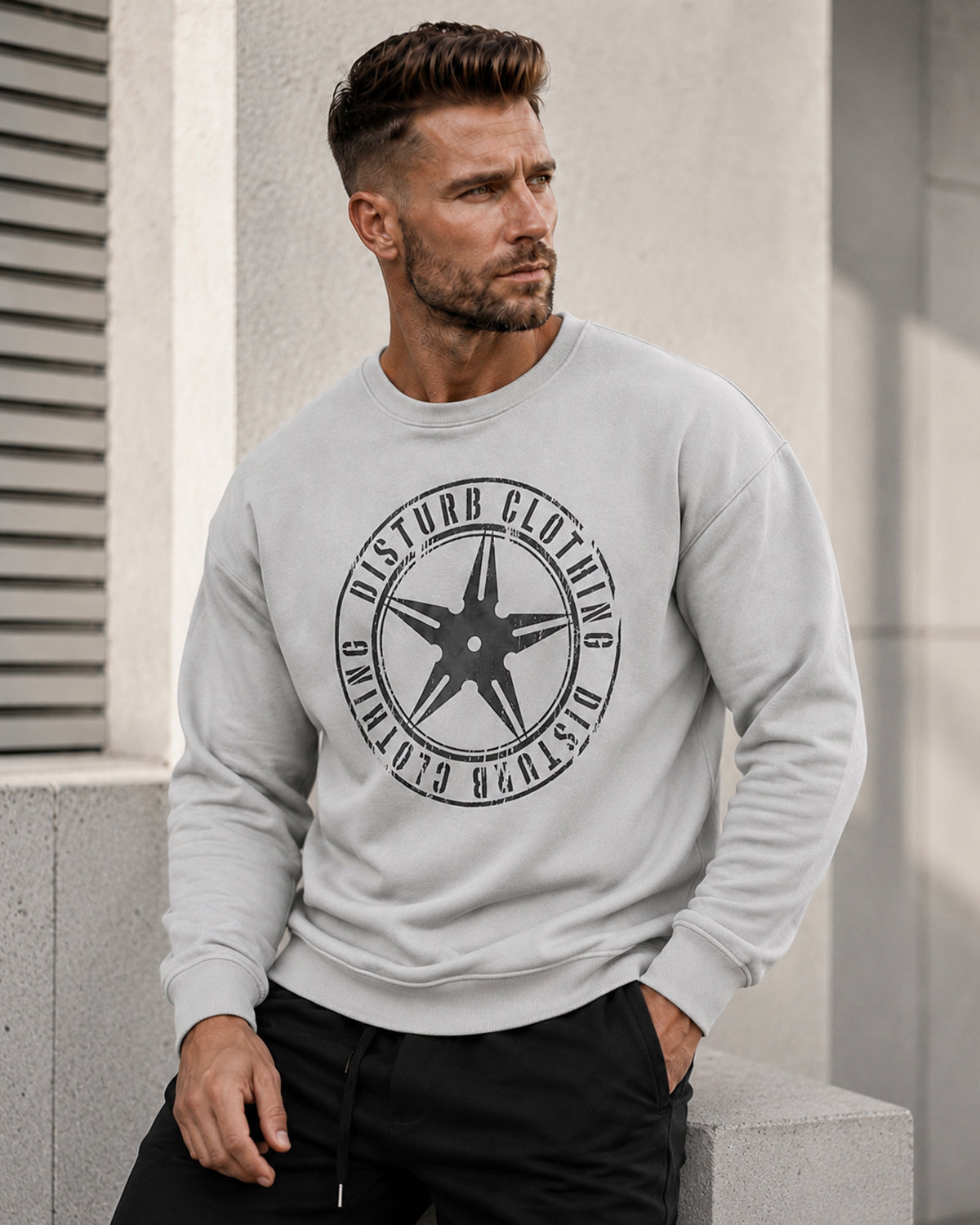 Disturb Clothing Throwing star collegepaita - Harmaa