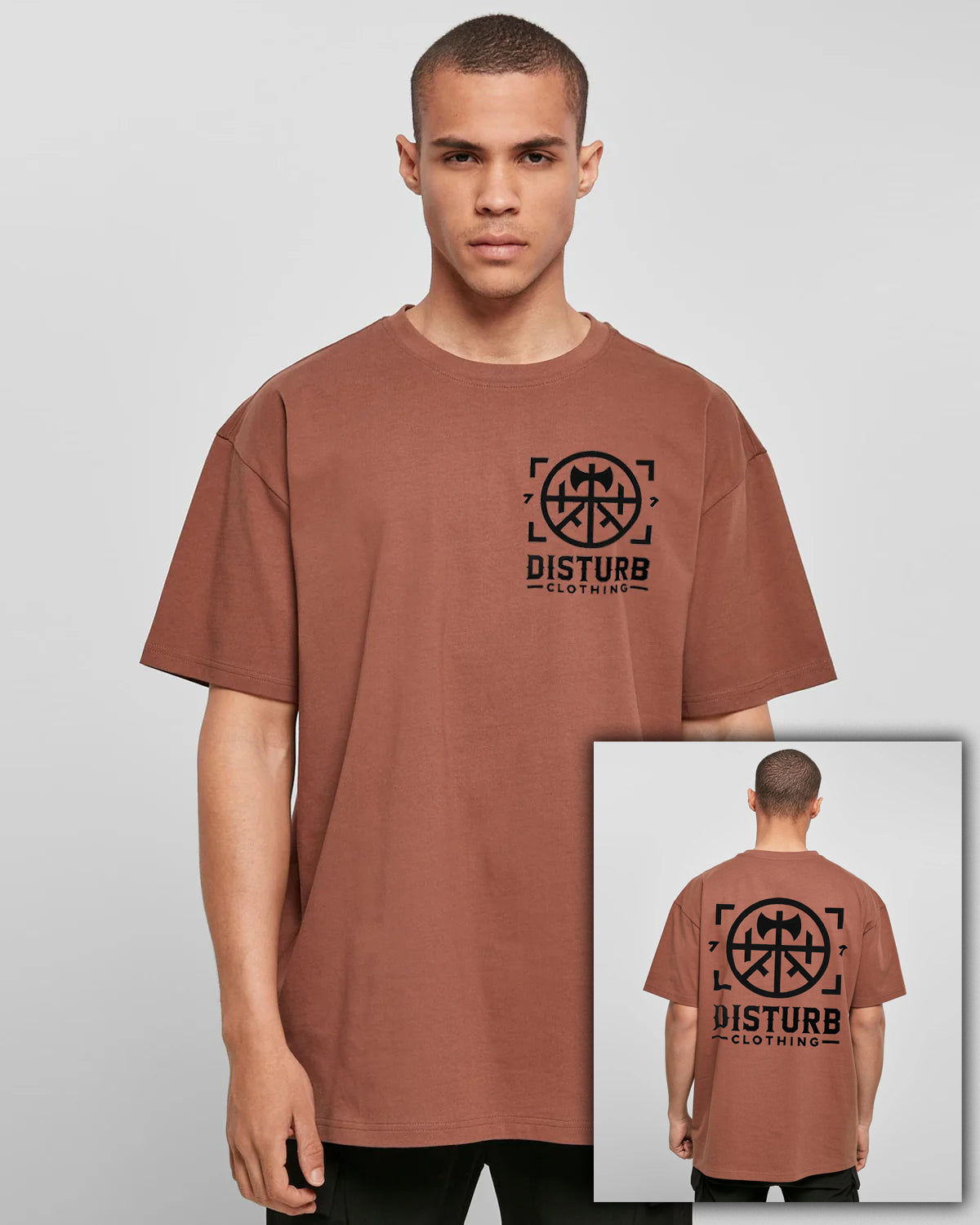 Disturb Clothing Disturb Axe Oversize t-paita #Väri_Ruskea