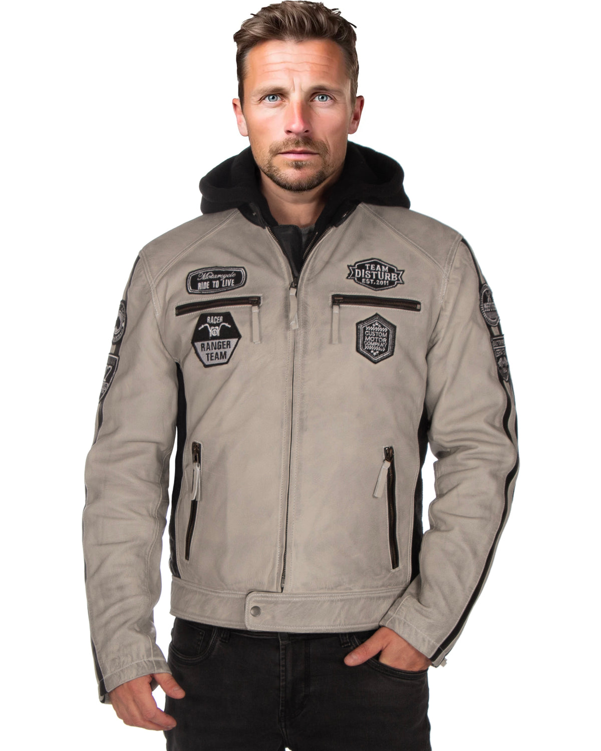 Disturb Clothing Storm nahkatakki - Harmaa