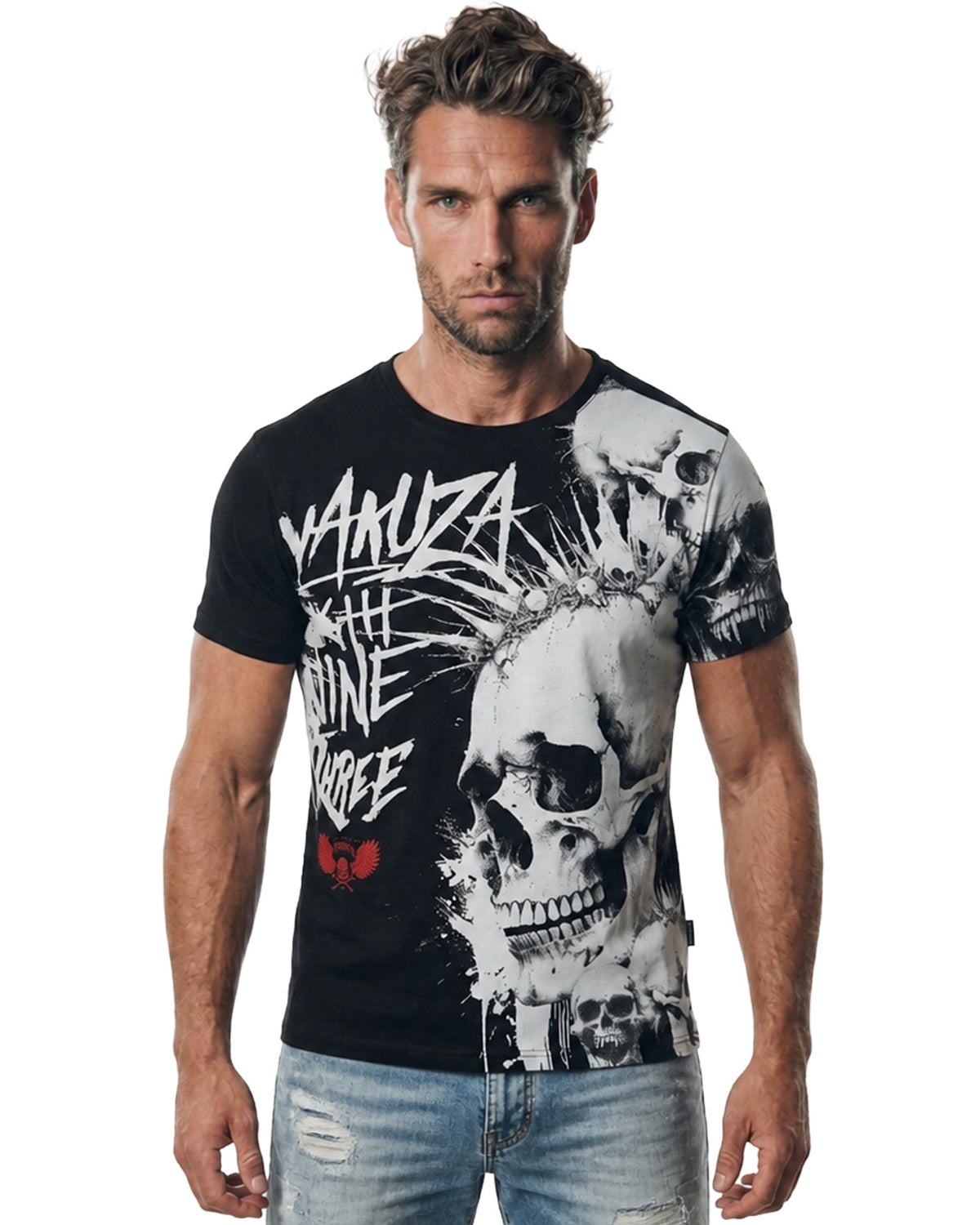 Yakuza Ink Skull stack t-paita - Musta