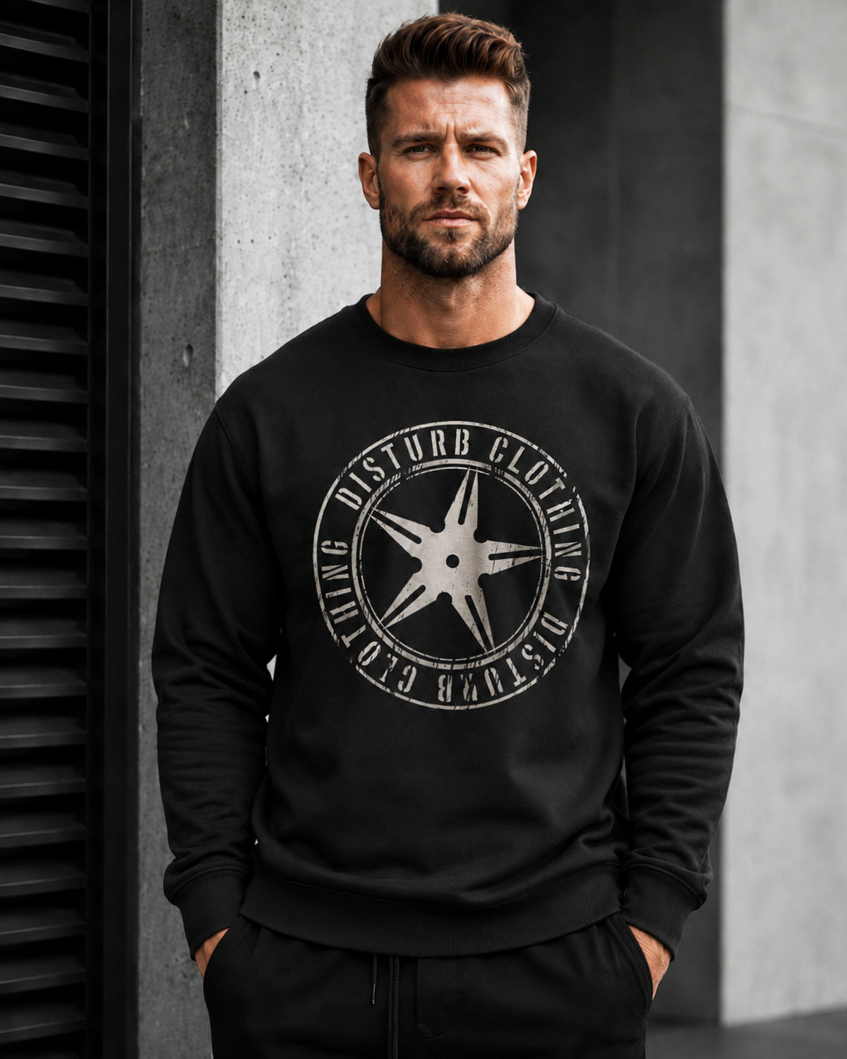 Disturb Clothing Throwing star collegepaita - Musta 5XL