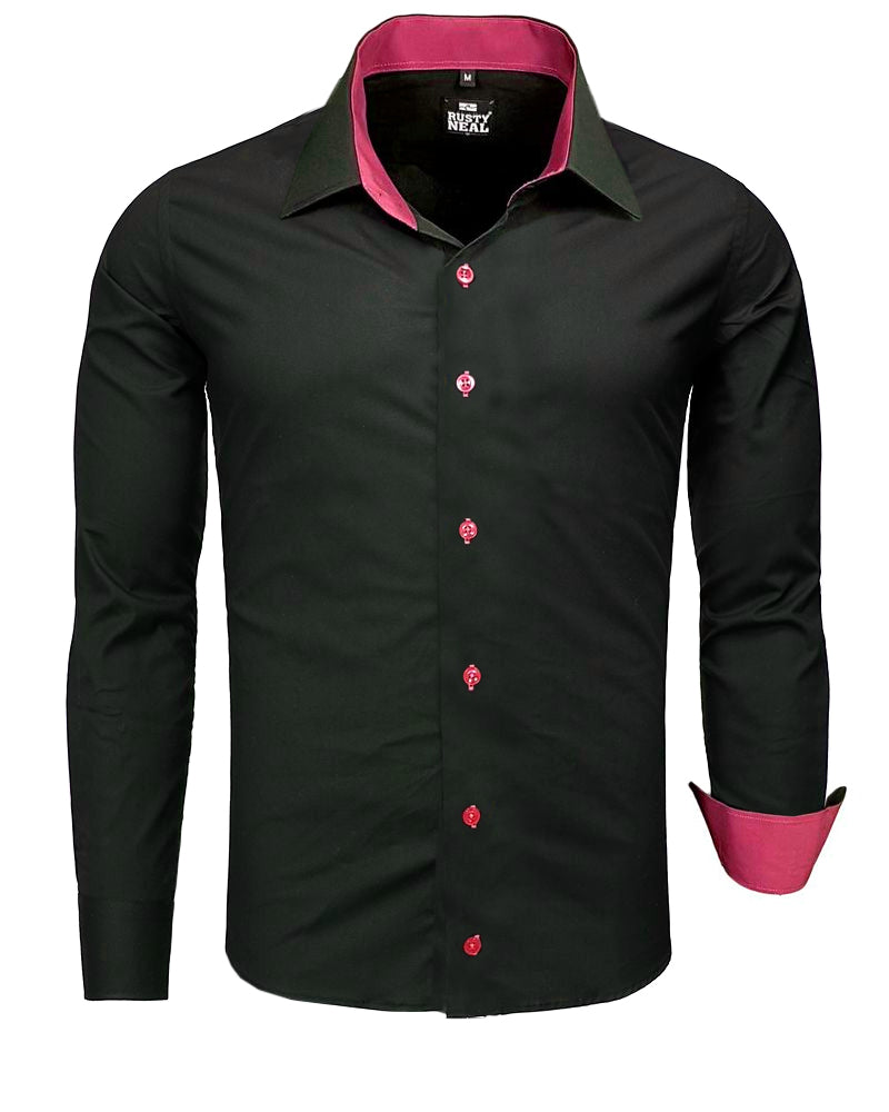 Rusty Neal Beales kauluspaita - Musta/Pinkki 6XL