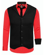Beales shirt + Aaron vest + Tie - Red/Black 