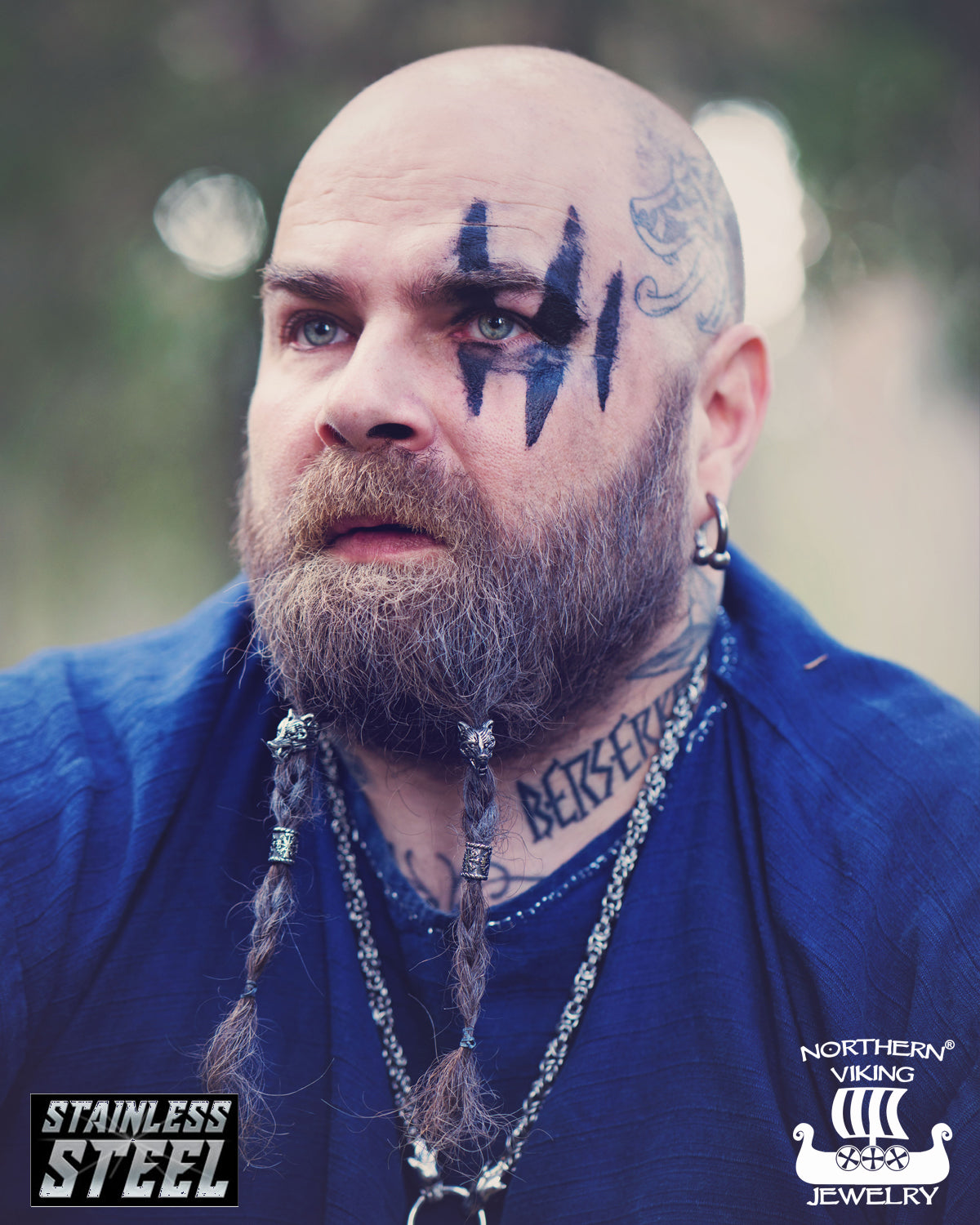 Northern Viking Jewelry Wolf Head partakoru - Teräs