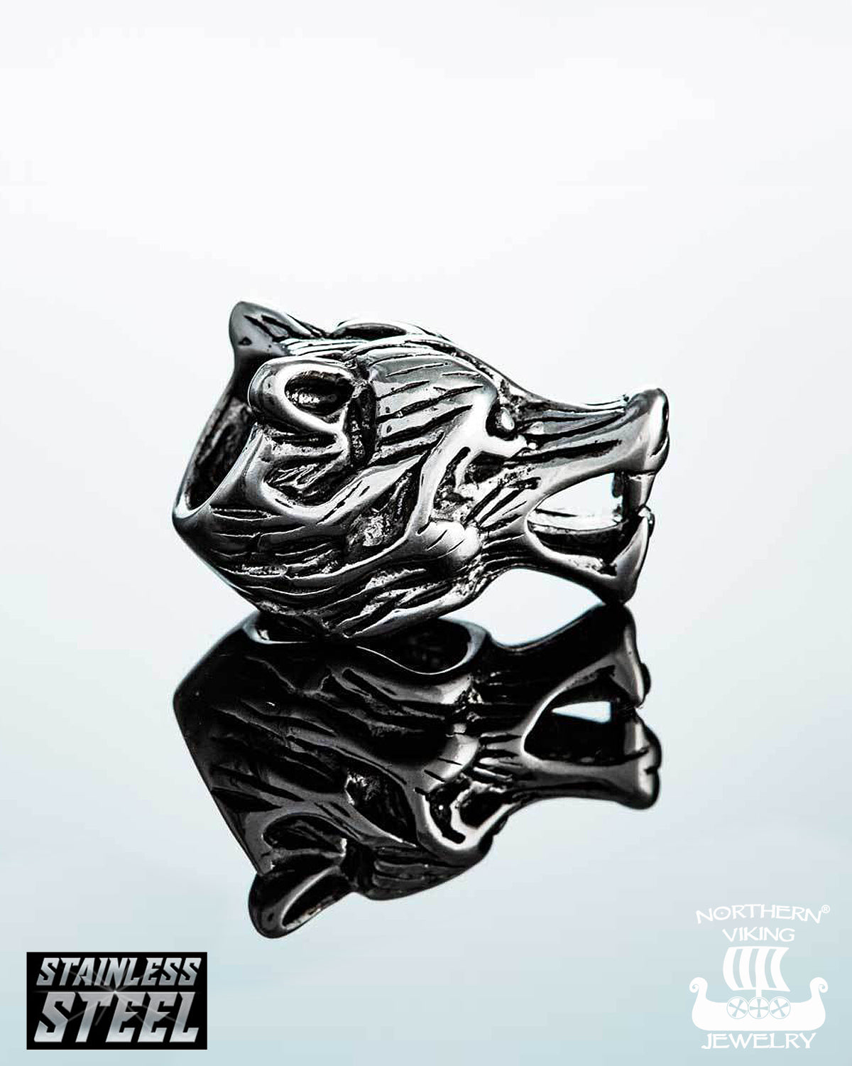 Northern Viking Jewelry Wolf Head partakoru - Teräs Default Title