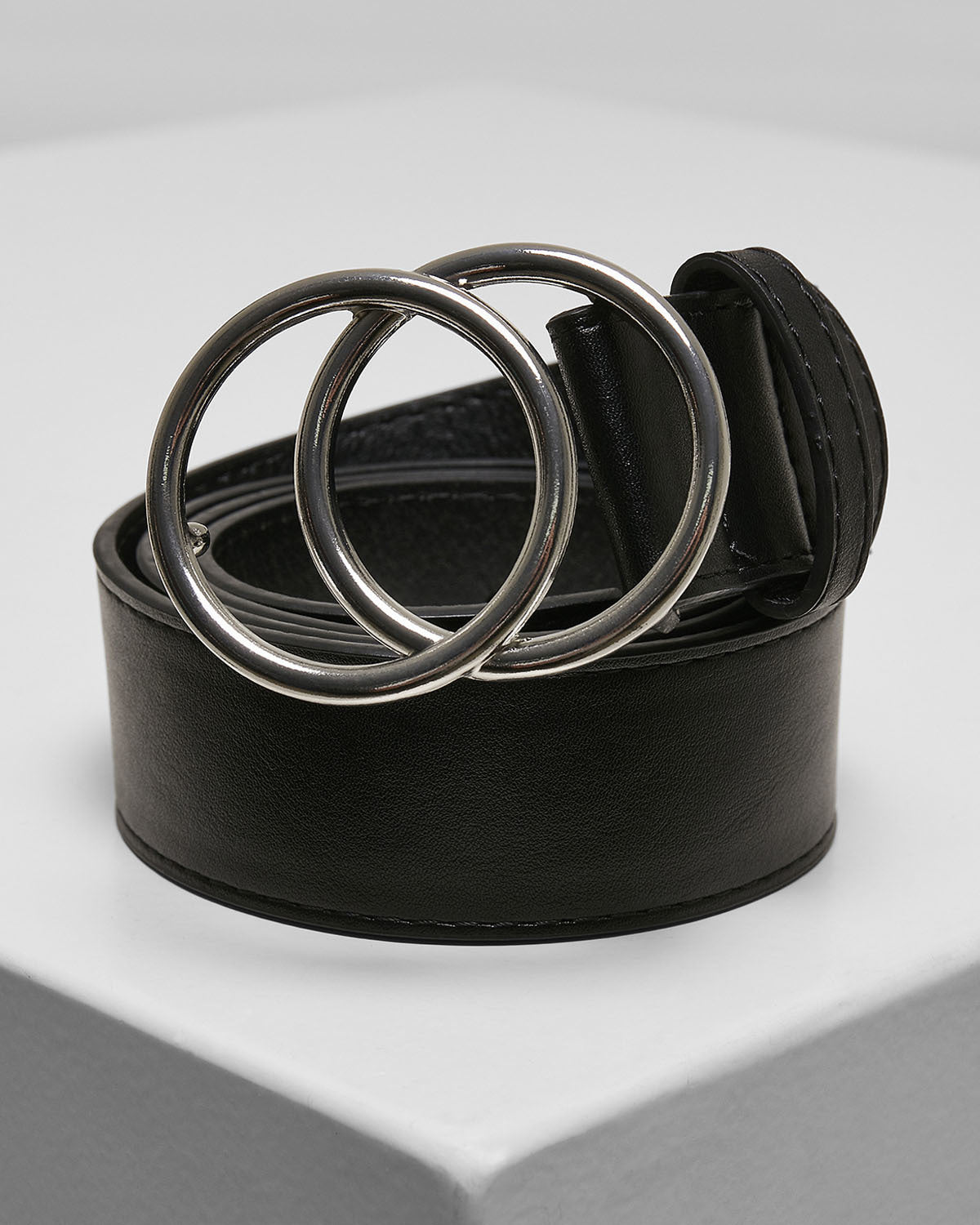 Urban Classics Ring buckle keinonahkavyö - Musta/Hopea