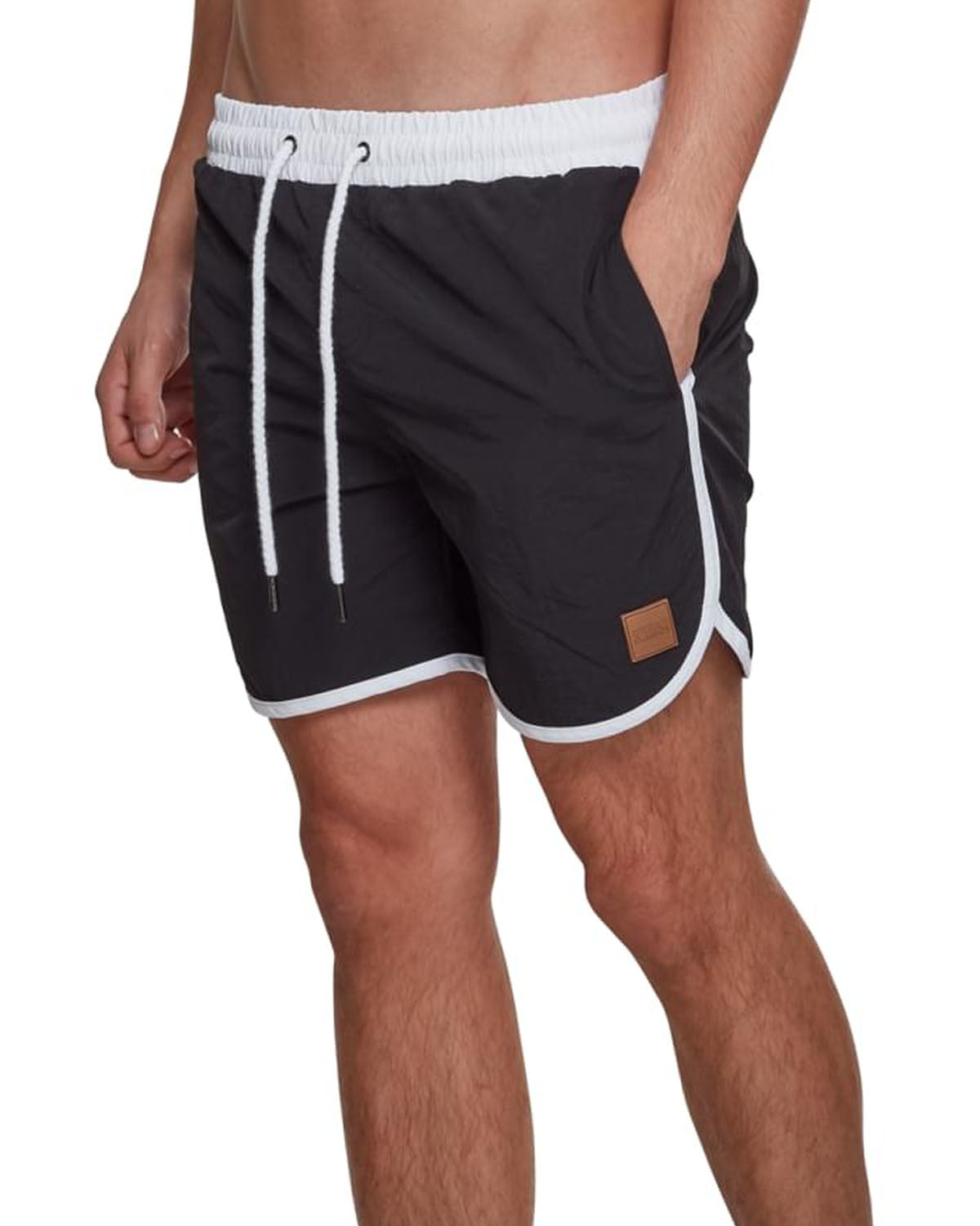 Urban Classics Retro uimashortsit - Musta/Valkoinen