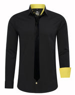 Beales shirt + Tie - Black/Yellow 